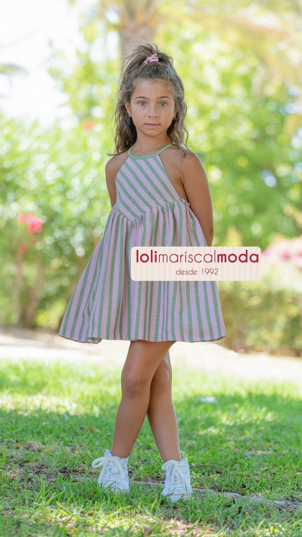 Vestido niña rayas Oliva 26VV20 Vera