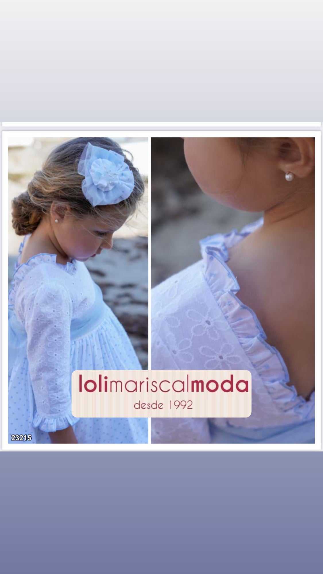 Vestido Blanco y celeste Dbb Coleccion 23215