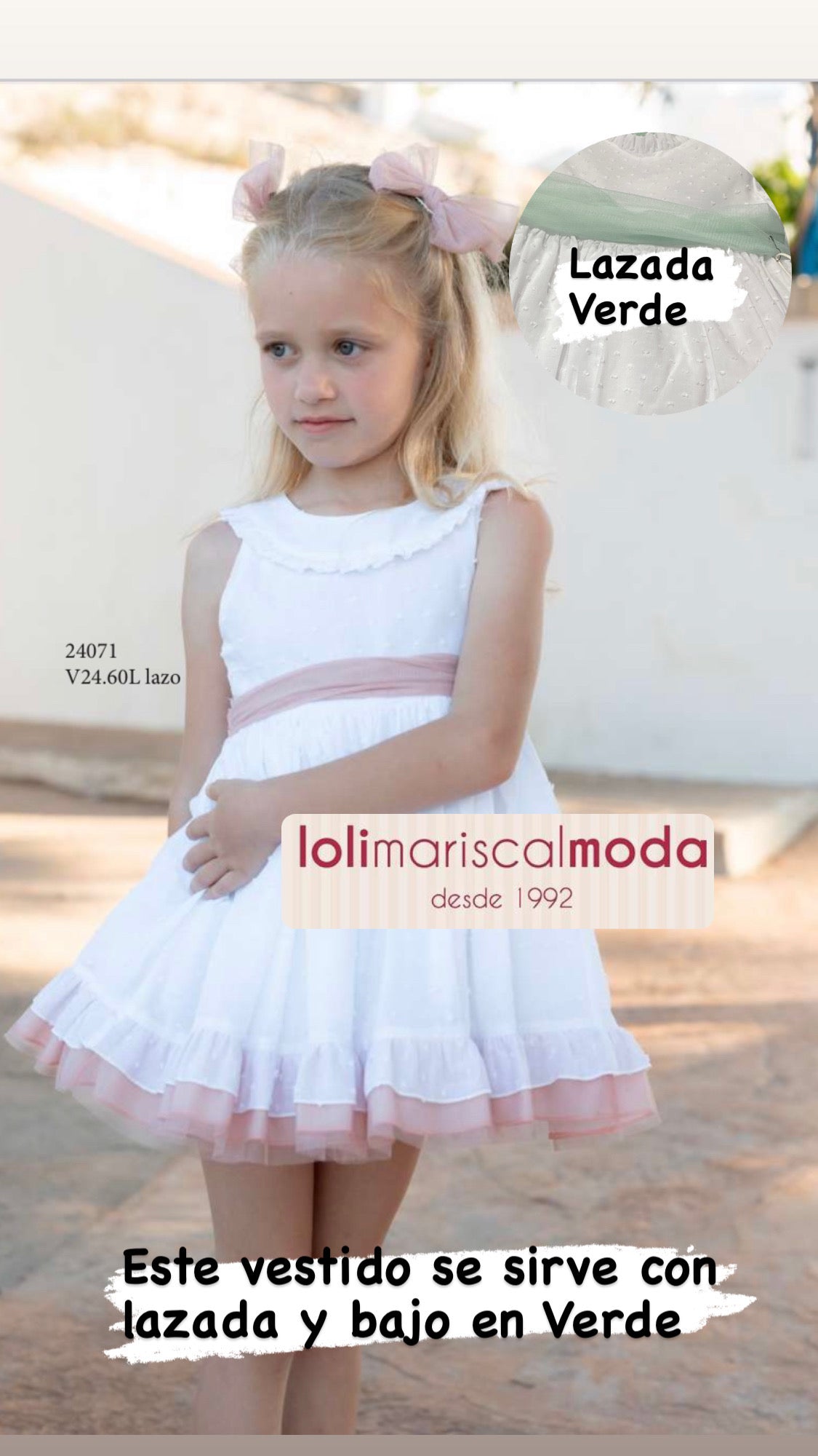 Basmarti Vestido infantil Vuelo Estatua de la Libertad Plumeti Blanco Volante Tul Verde 24071