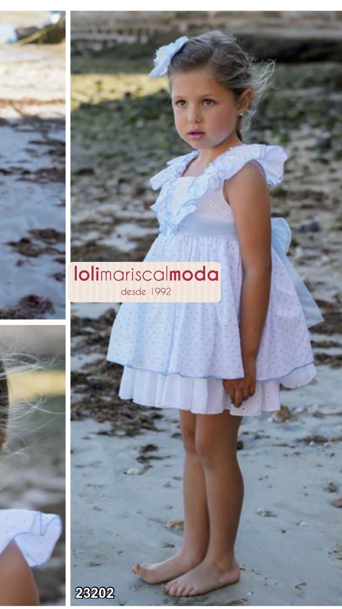 Vestido blanco y celeste Dbb Coleccion 23202