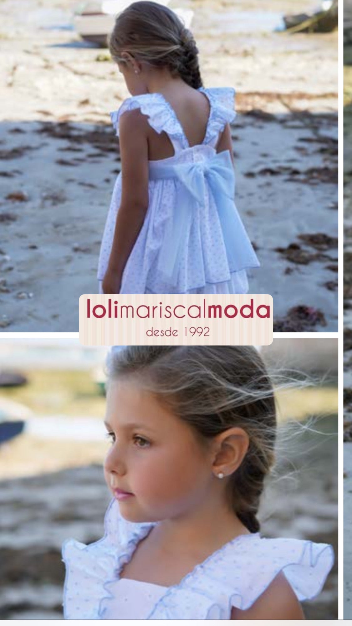 Vestido blanco y celeste Dbb Coleccion 23202