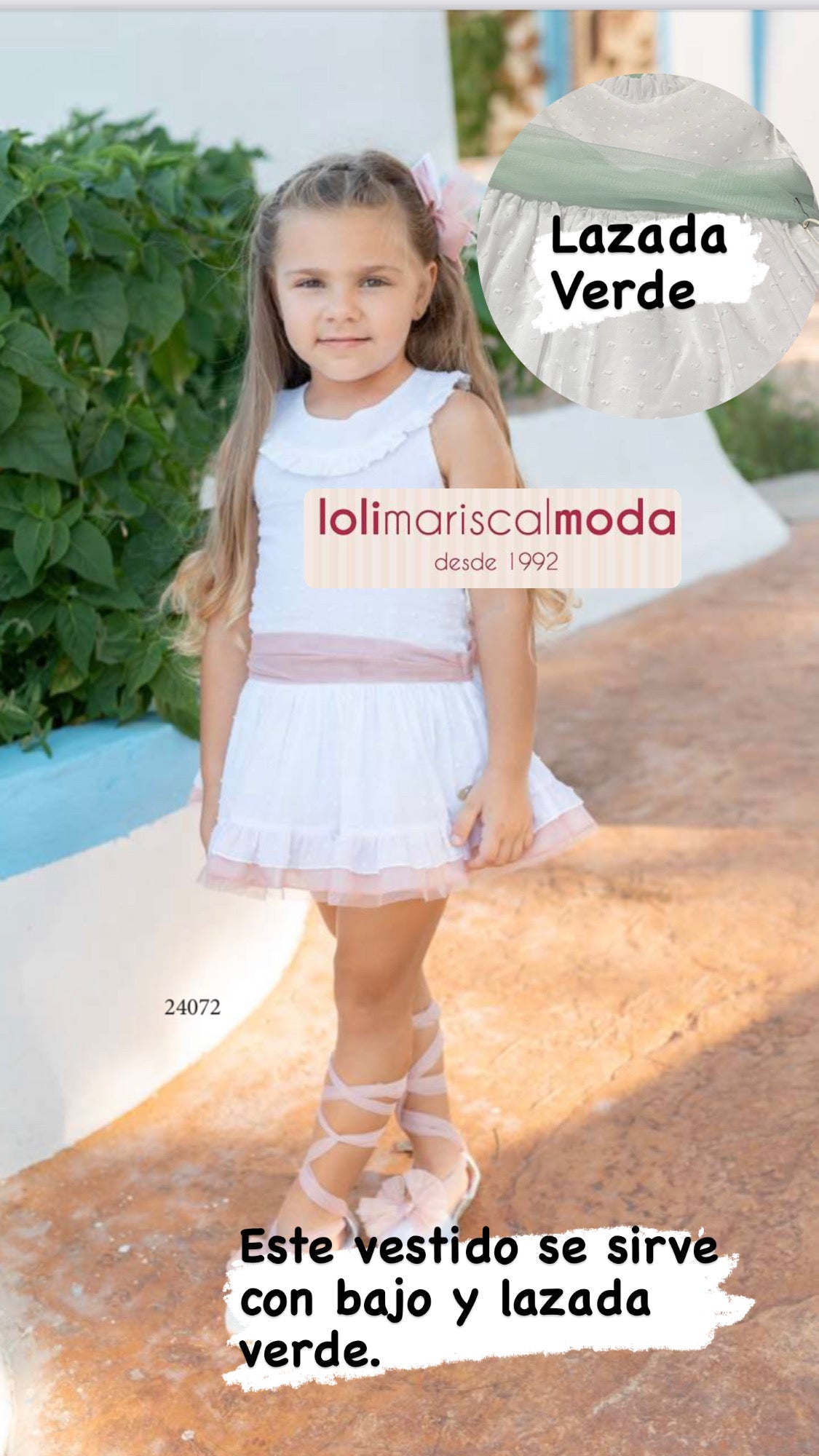 Basmarti Vestido infantil Vuelo Estatua de la Libertad Plumeti Blanco Volante Tul Verde 24072