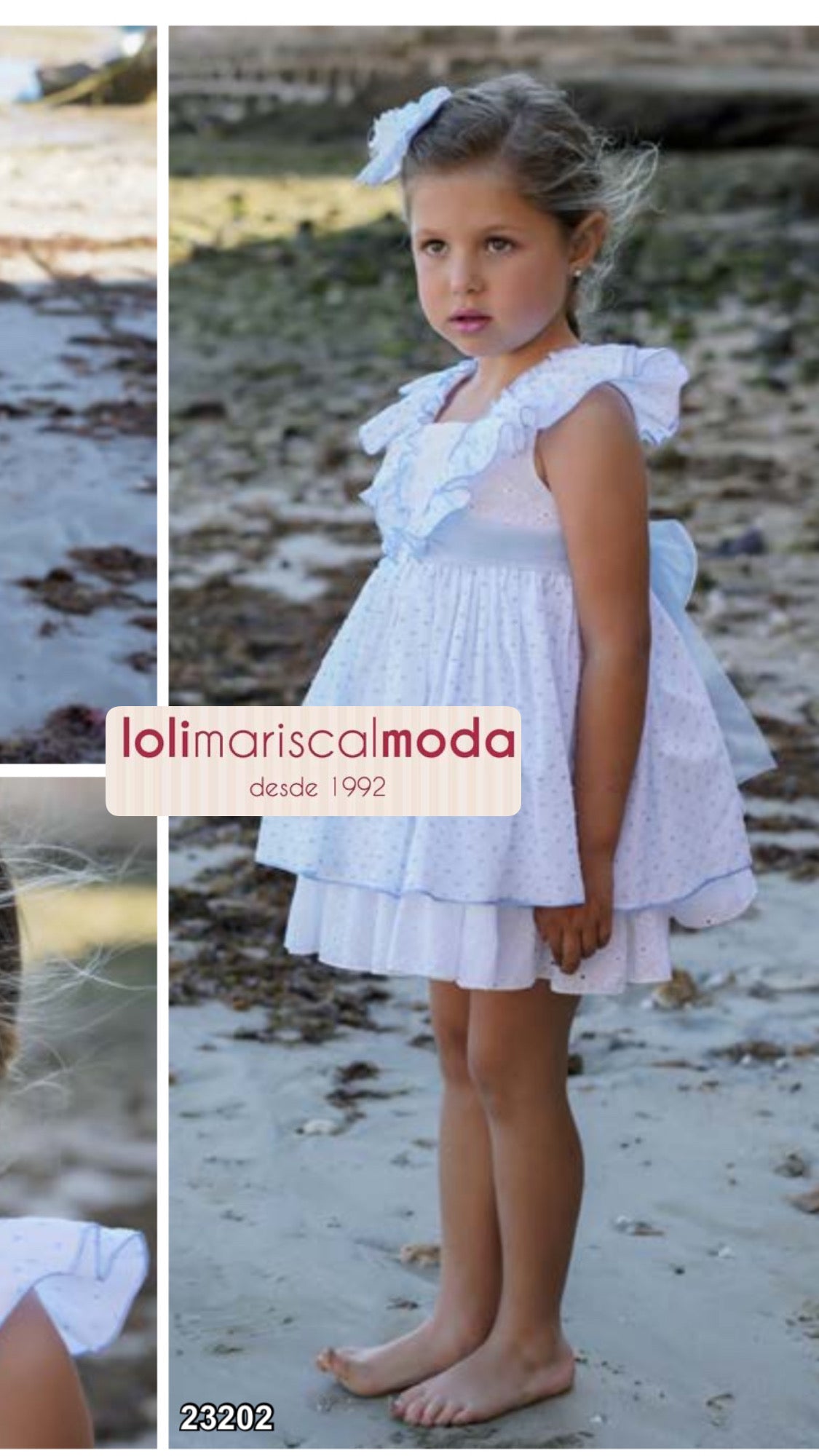 Vestido blanco y celeste Dbb Coleccion 23202