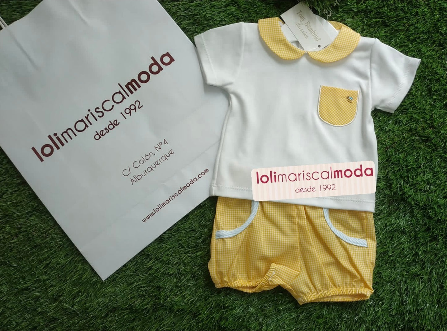 Conjunto Tony Bambino Blanco y amarillo