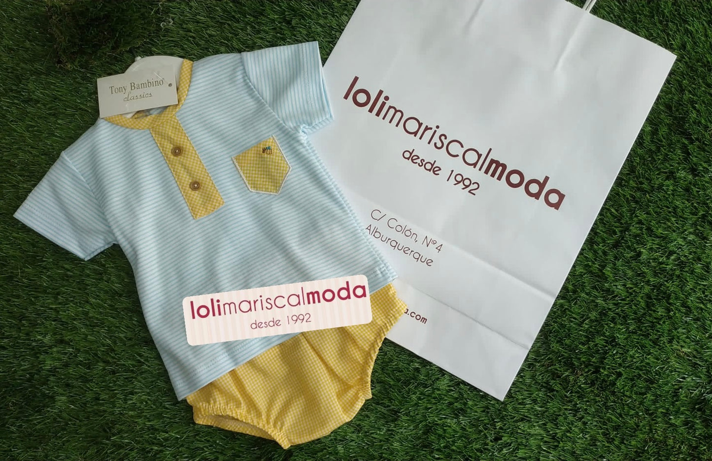 Conjunto Tony Bambino Celeste y amarillo