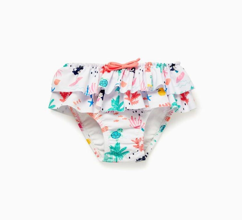 Bañador Culetín UPF 80 Para Bebé Niña 'Underwater', Blanco/Coral lolimariscalmoda 9.99