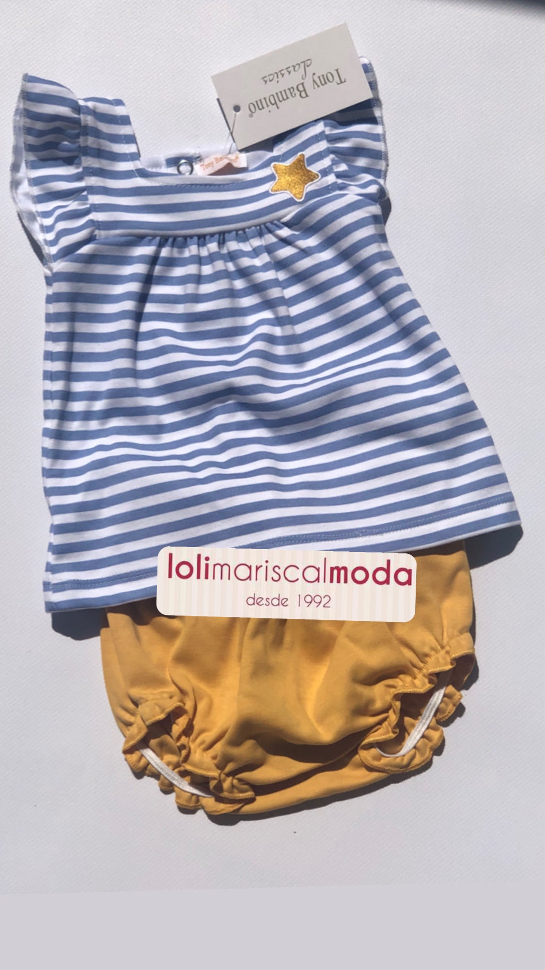 Toby Bambino Conjunto niña Estrella Mostaza lolimariscalmoda 16.95