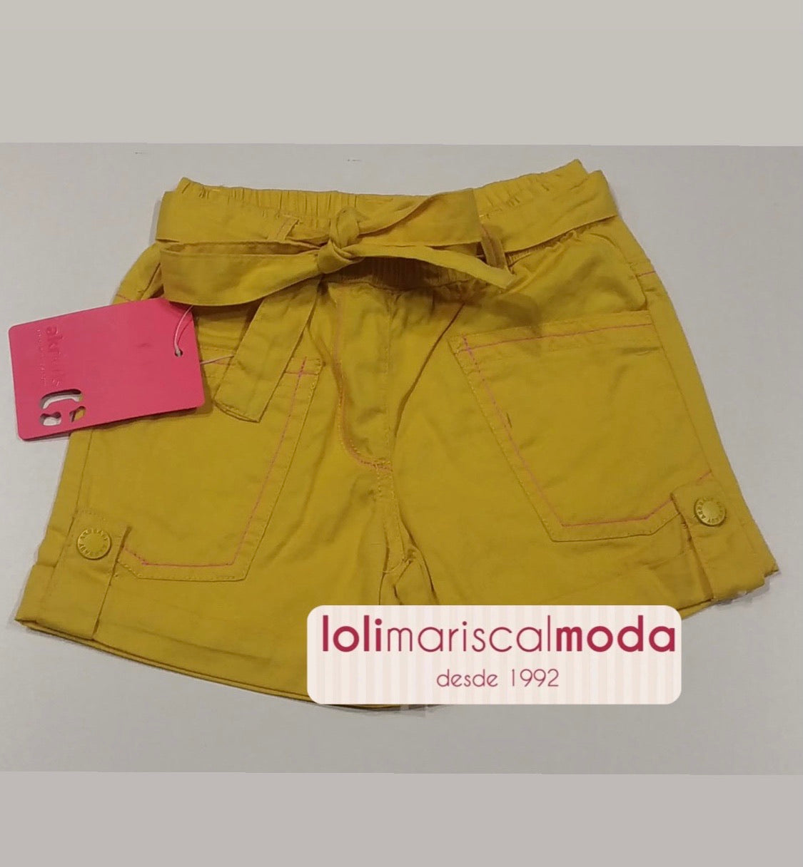 Pantalón Corto niña mostaza lolimariscalmoda 7.90