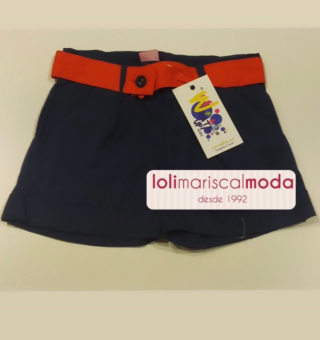 Pantalón Corto niña Marino cinturón rojo lolimariscalmoda 7.90