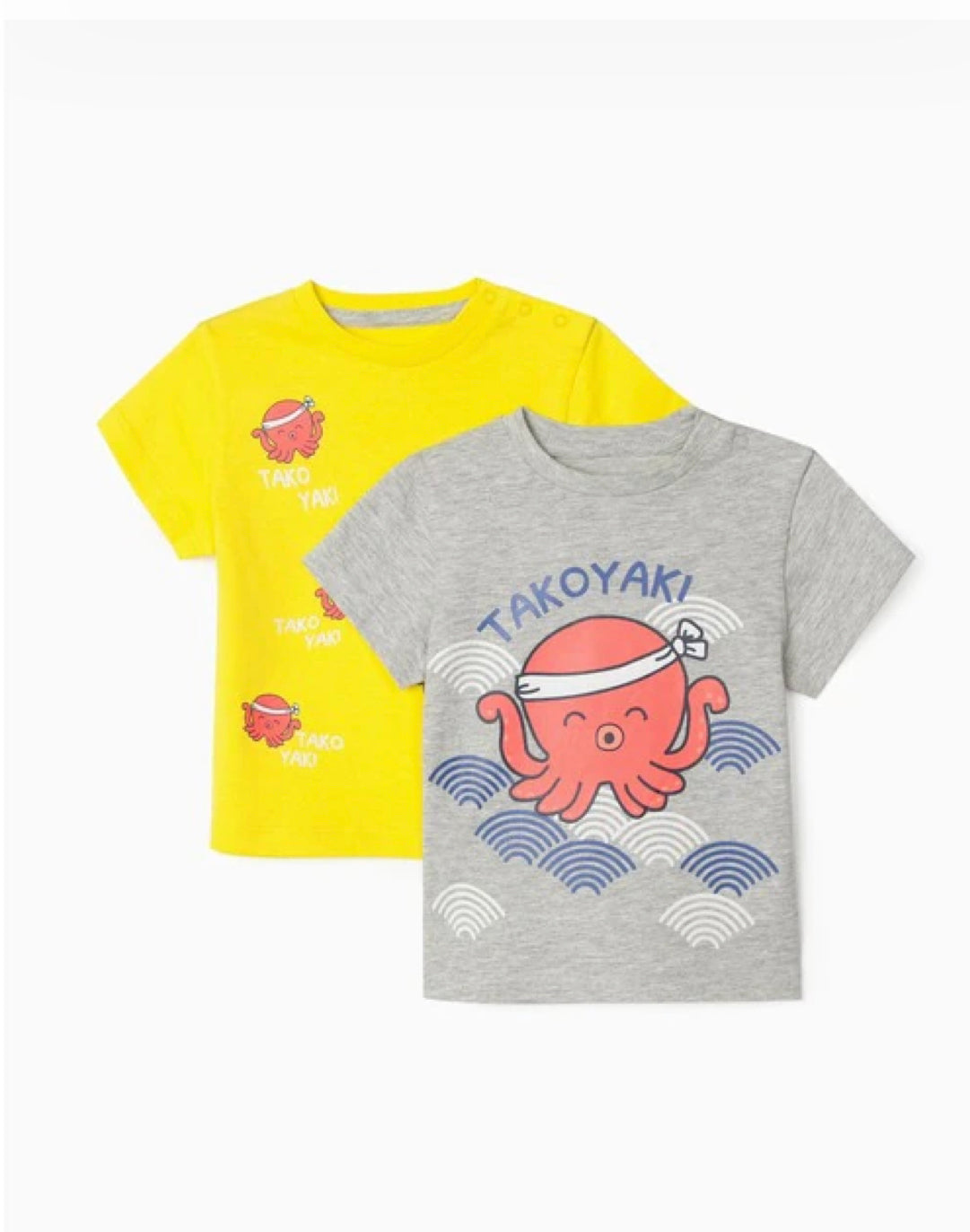 Pack de 2 camisetas Pulpo de bebé niñode algodón 100% con estampado frontal lolimariscalmoda 9.99