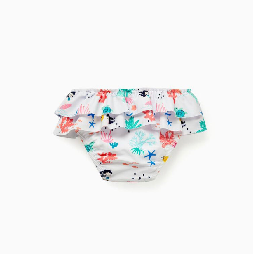 Bañador Culetín UPF 80 Para Bebé Niña 'Underwater', Blanco/Coral lolimariscalmoda 9.99