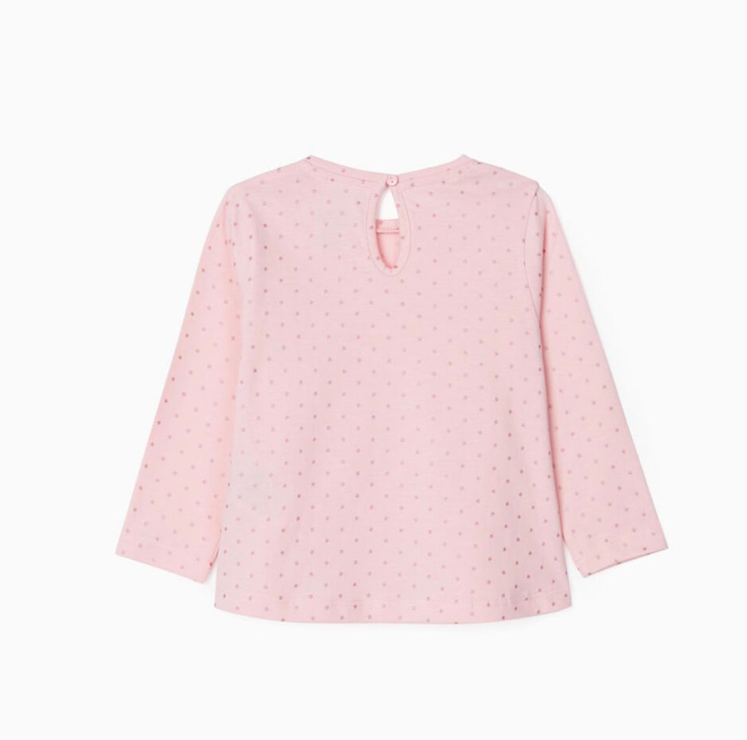 2 Camisetas De Manga Larga Para Bebé Niña 'Popcorn', Blanco/Rosa - lolimariscalmoda