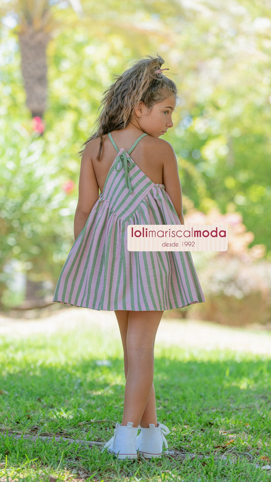 Vestido niña rayas Oliva 26VV20 Vera