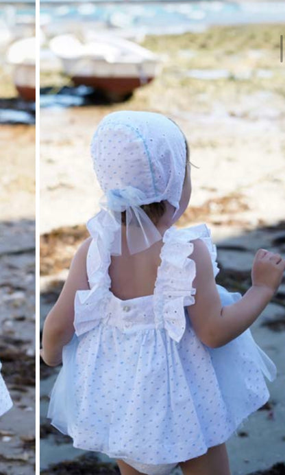 Vestido Blanco y celeste  Dbb Coleccion 23201