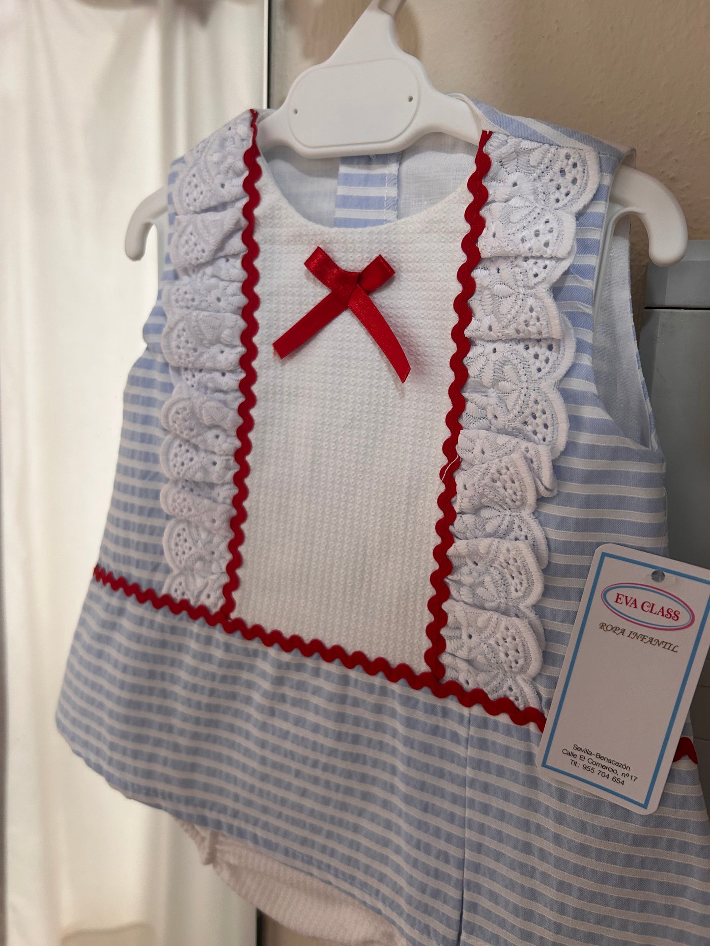 Vestido y braga Eva Class Celeste rayas