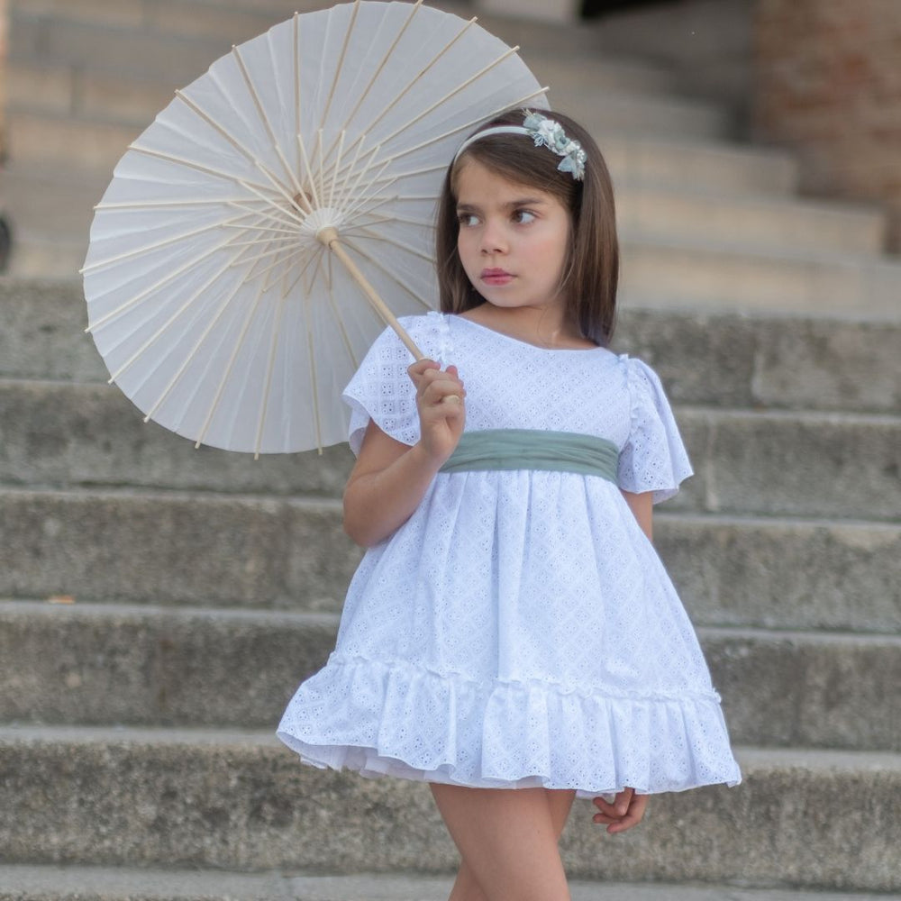 Vestido blanco verde Niña Nekenia 25211802