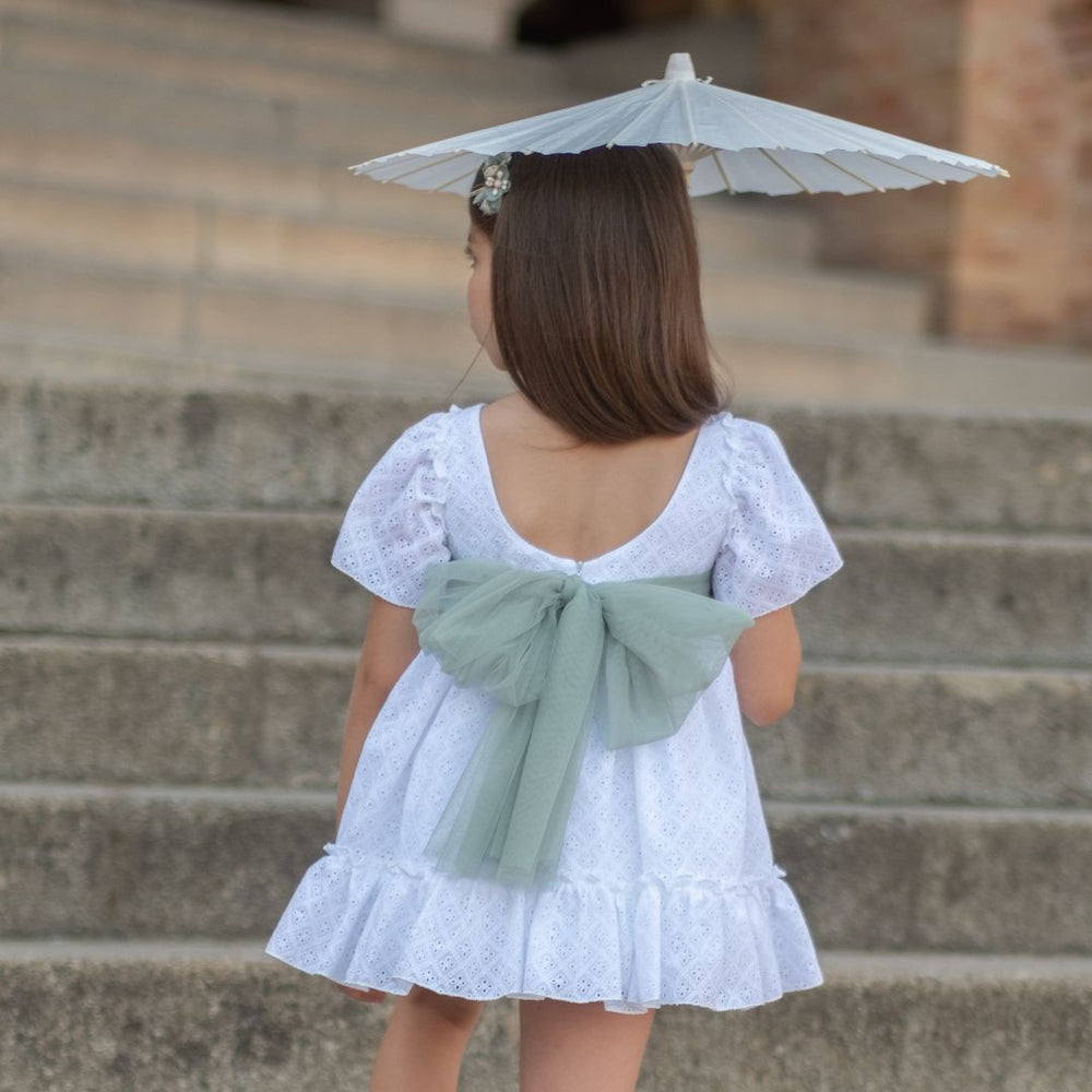 Vestido blanco verde Niña Nekenia 25211802