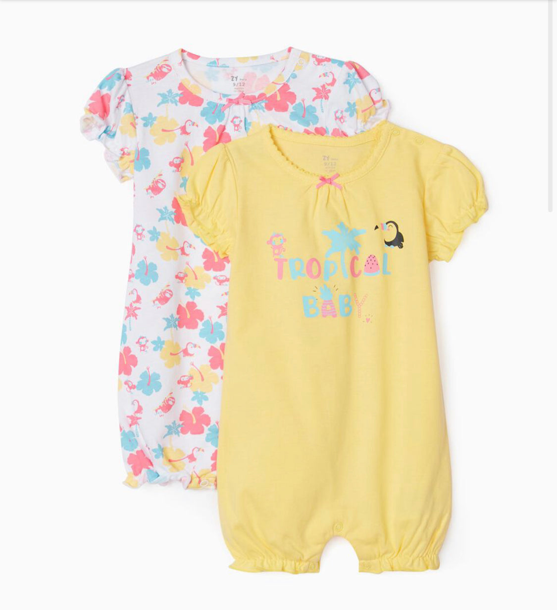 2 Pijamas Romper Para Bebé Niña 'Tropical Baby', Multicolor lolimariscalmoda 15.99