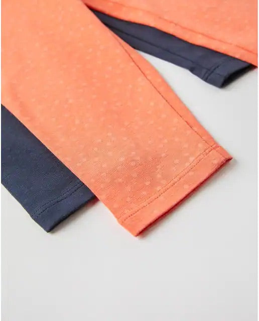 Pack de 2 leggings de bebé niña en naranja y azul marino con cintura elástica lolimariscalmoda 12.99