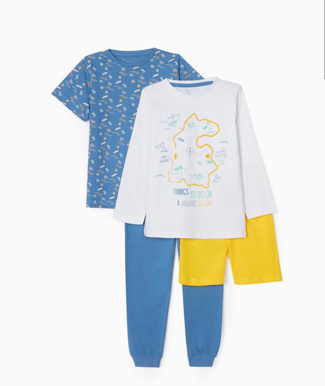 2 Pijamas Para Niño 'Summer Time', Amarillo/Azul/Blanco lolimariscalmoda 22.99