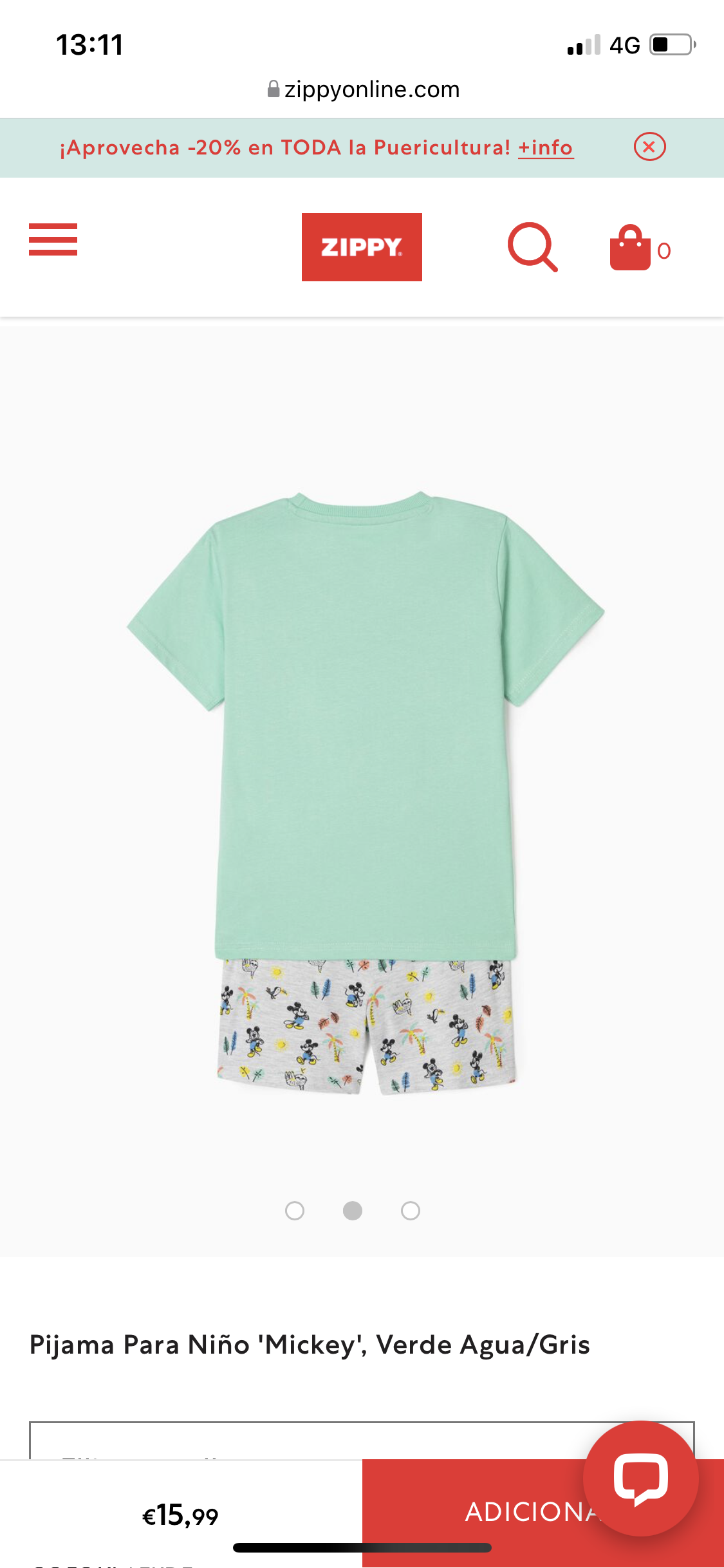Pijama Para Niño 'Mickey', Verde Agua/Gris lolimariscalmoda 15.99