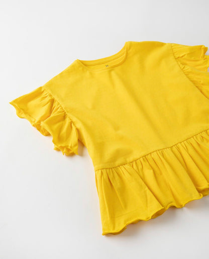 Camiseta Con Volantes Para Niña Amarilla lolimariscalmoda 5.99