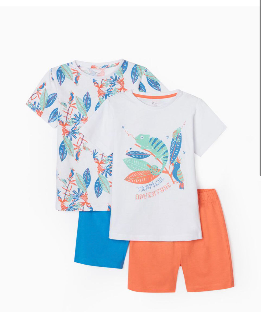 2 Pijamas Para Niño 'Tropical Adventure', Coral/Azul/Blanco lolimariscalmoda 19.99