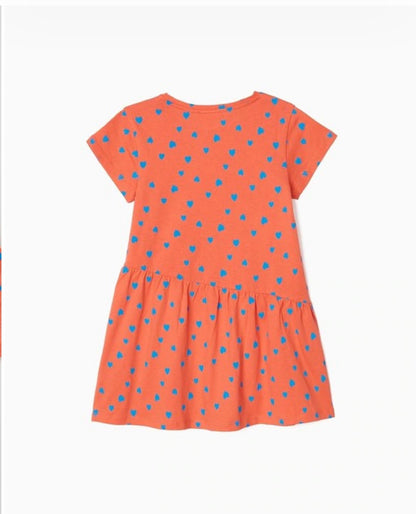 Vestido de niña en naranja con motivos de corazones en algodón 100% lolimariscalmoda 9.99