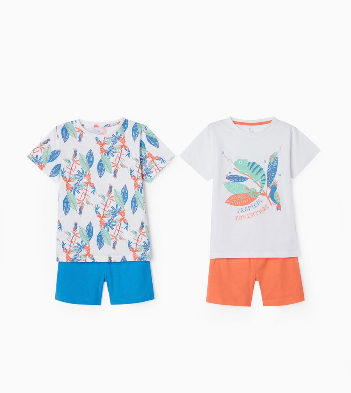 2 Pijamas Para Niño 'Tropical Adventure', Coral/Azul/Blanco lolimariscalmoda 19.99