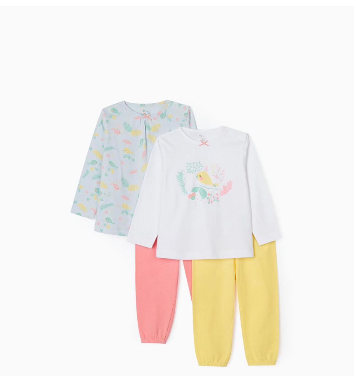 2 Pijamas Para Bebé Niña 'Birds', Multicolor - lolimariscalmoda