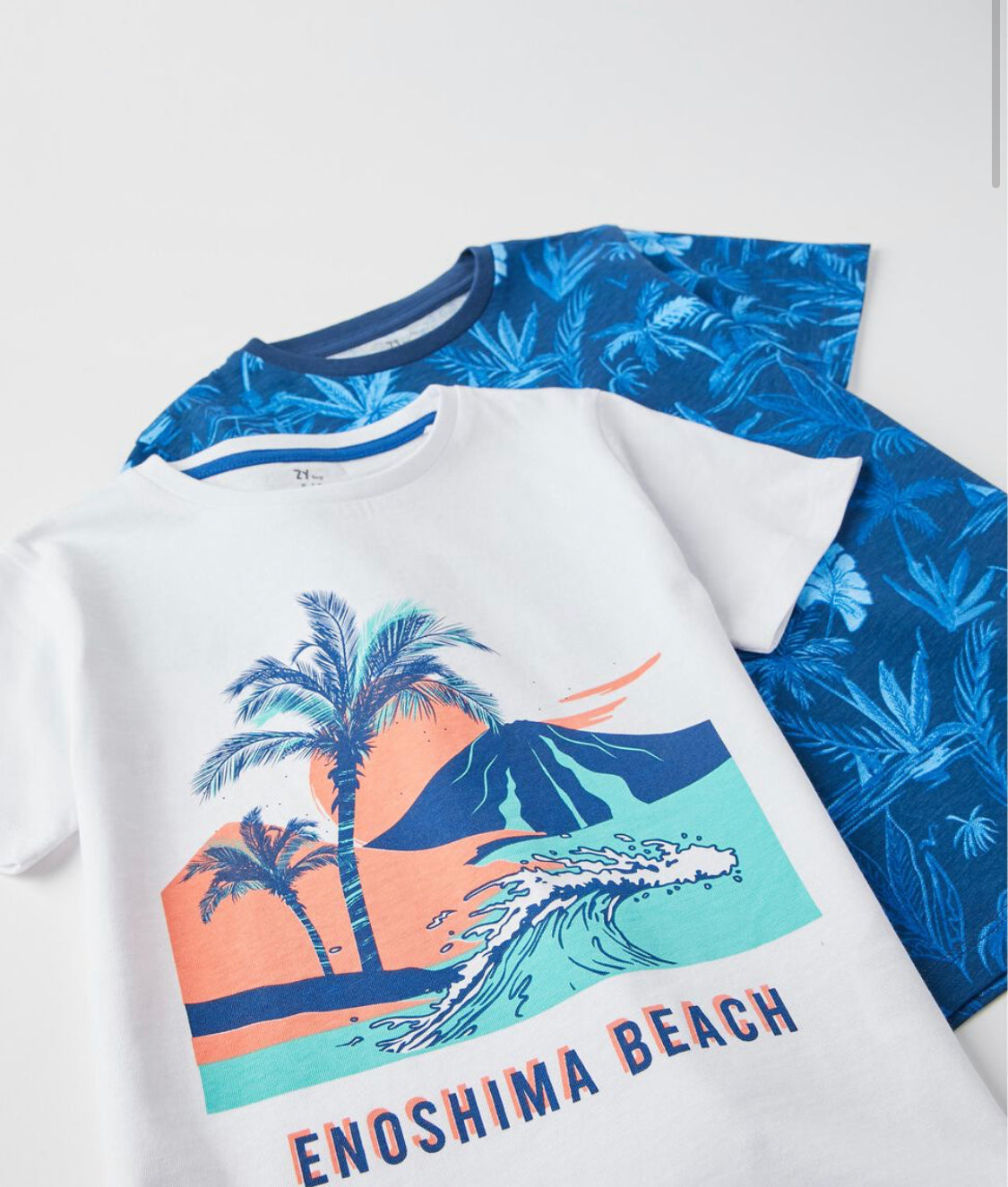 2 Camisetas Para Niño 'Enoshima Beach', Blanco/Azul lolimariscalmoda 12.99