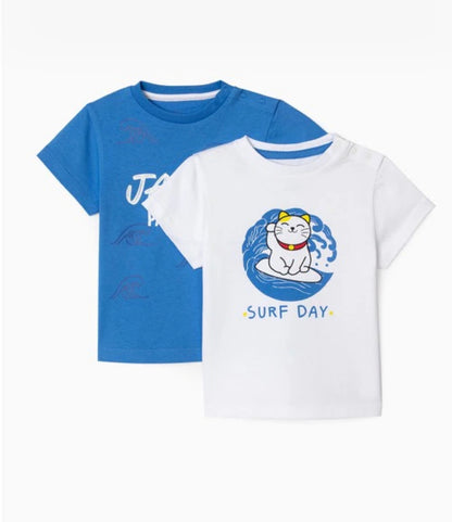 Pack de 2 camisetas de bebé niño de algodón 100% con estampado frontal lolimariscalmoda 9.99